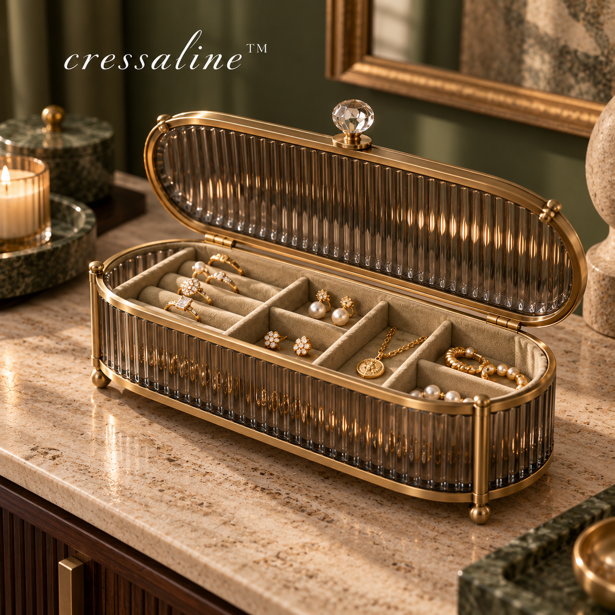 𝒄𝒓𝒆𝒔𝒔𝒂𝒍𝒊𝒏𝒆™ Fluted Glass Trinket Chest