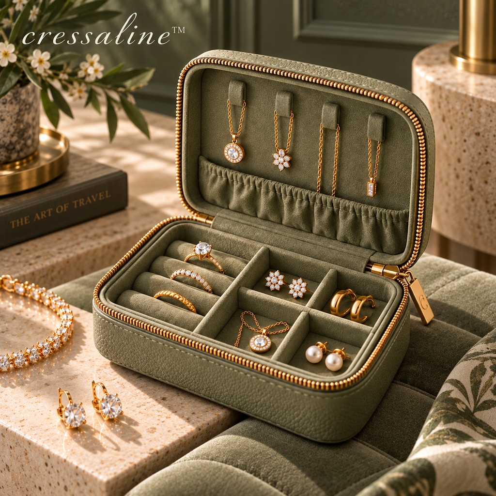 𝒄𝒓𝒆𝒔𝒔𝒂𝒍𝒊𝒏𝒆™ Leather Jewelry Travel Case