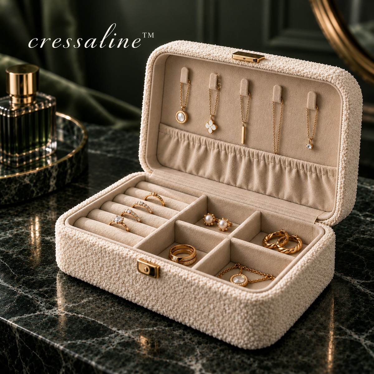 𝒄𝒓𝒆𝒔𝒔𝒂𝒍𝒊𝒏𝒆™ Bouclé Jewelry Organizer