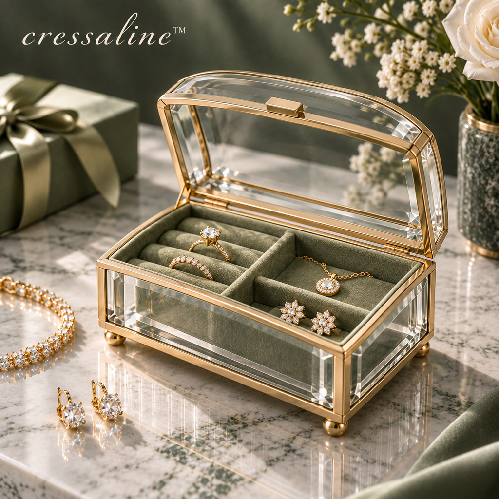 𝒄𝒓𝒆𝒔𝒔𝒂𝒍𝒊𝒏𝒆™ Brass & Glass Trinket Box