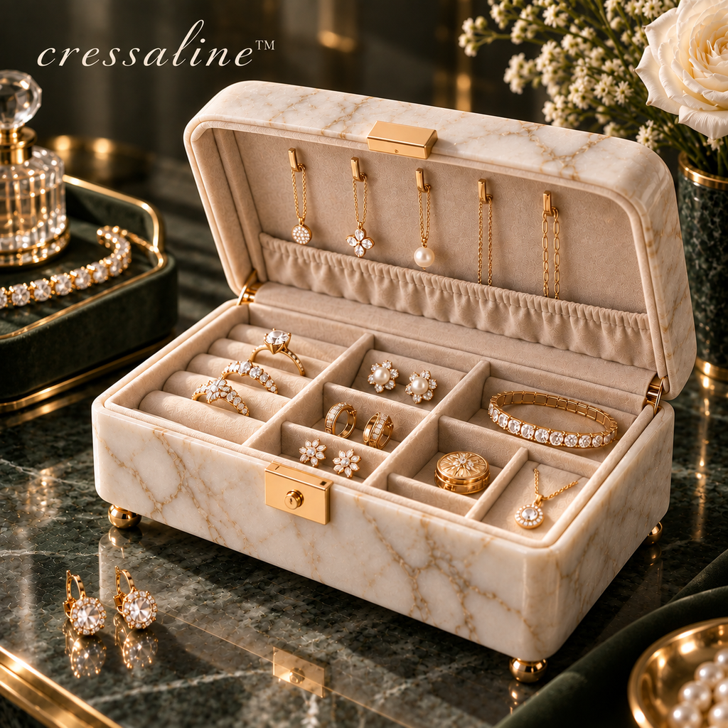 𝒄𝒓𝒆𝒔𝒔𝒂𝒍𝒊𝒏𝒆™ Marble Jewelry Catchall Box