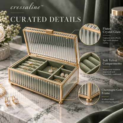 𝒄𝒓𝒆𝒔𝒔𝒂𝒍𝒊𝒏𝒆™ Ribbed Glass Jewelry Box