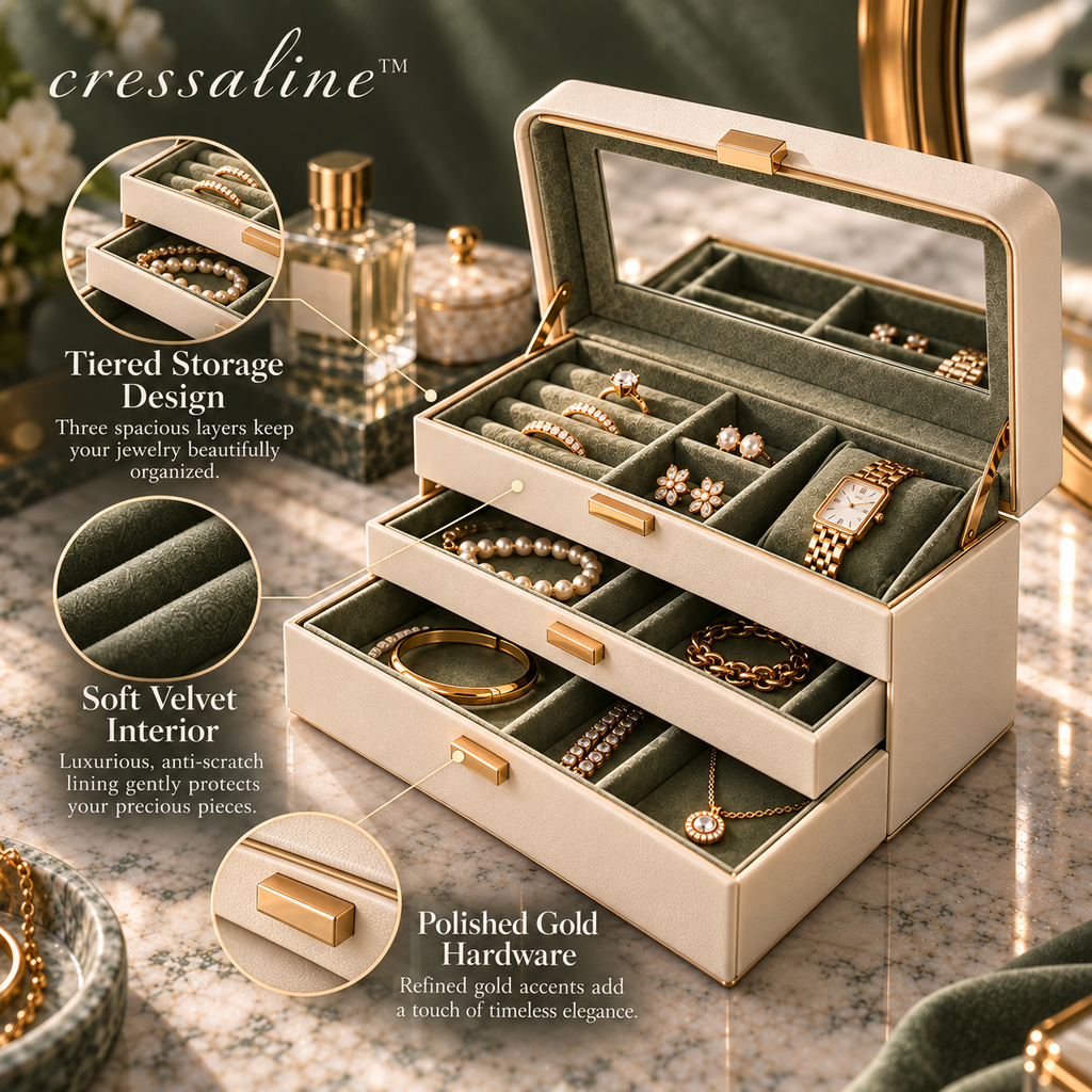 𝒄𝒓𝒆𝒔𝒔𝒂𝒍𝒊𝒏𝒆™ Tiered Jewelry Storage Box