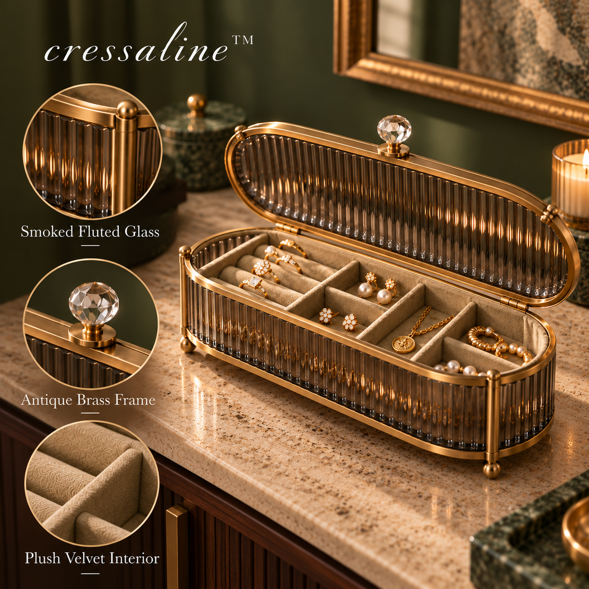 𝒄𝒓𝒆𝒔𝒔𝒂𝒍𝒊𝒏𝒆™ Fluted Glass Trinket Chest