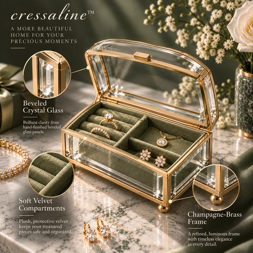 𝒄𝒓𝒆𝒔𝒔𝒂𝒍𝒊𝒏𝒆™ Brass & Glass Trinket Box