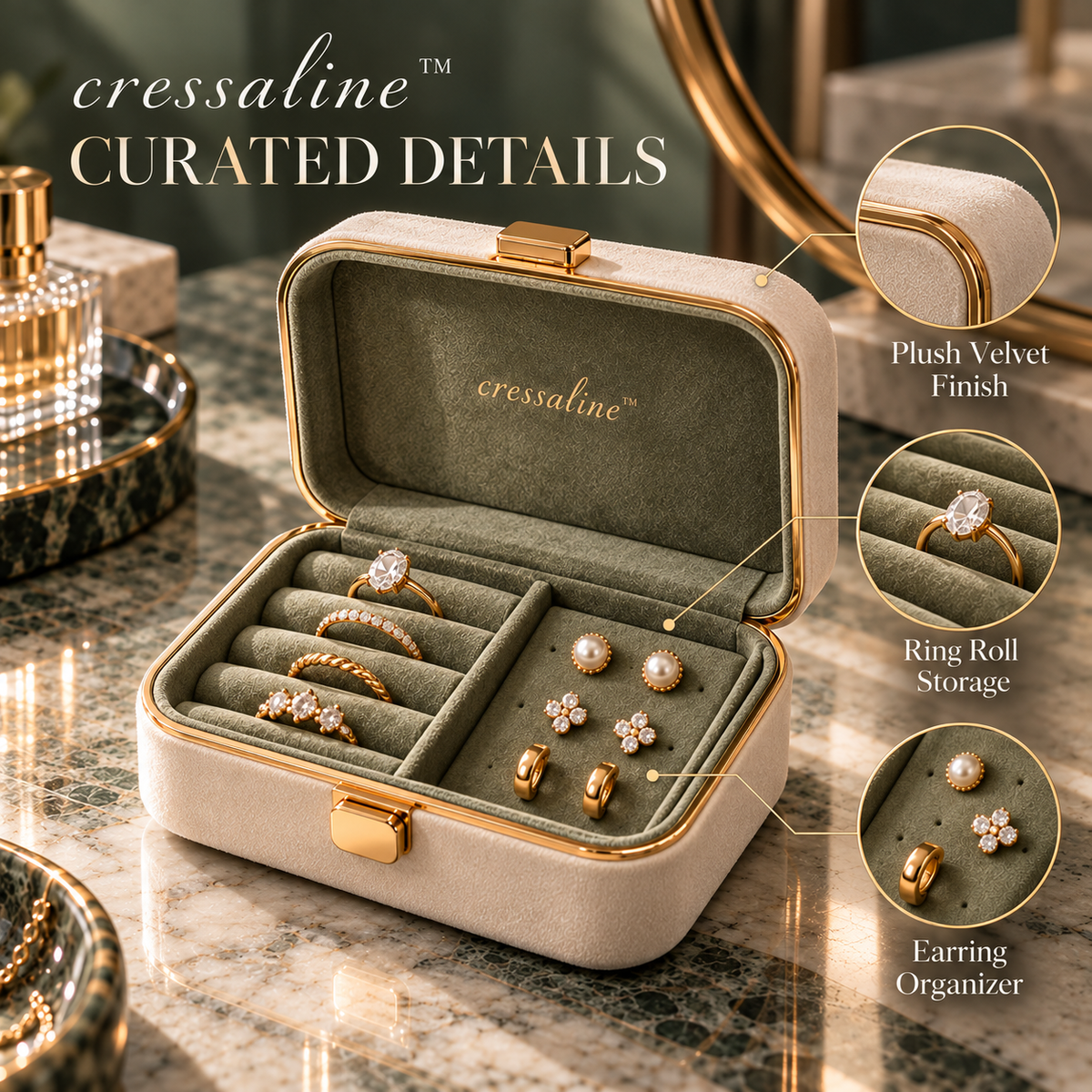 𝒄𝒓𝒆𝒔𝒔𝒂𝒍𝒊𝒏𝒆™ Velvet Ring & Earring Case