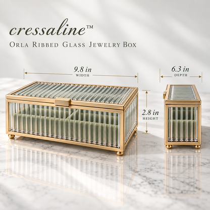 𝒄𝒓𝒆𝒔𝒔𝒂𝒍𝒊𝒏𝒆™ Ribbed Glass Jewelry Box