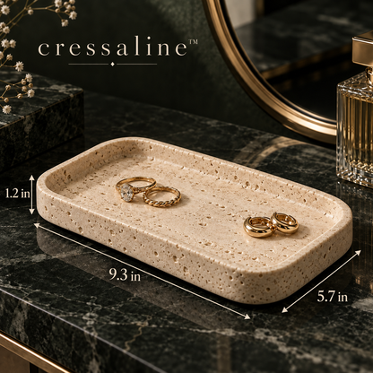 𝒄𝒓𝒆𝒔𝒔𝒂𝒍𝒊𝒏𝒆™ Travertine Ring & Trinket Tray