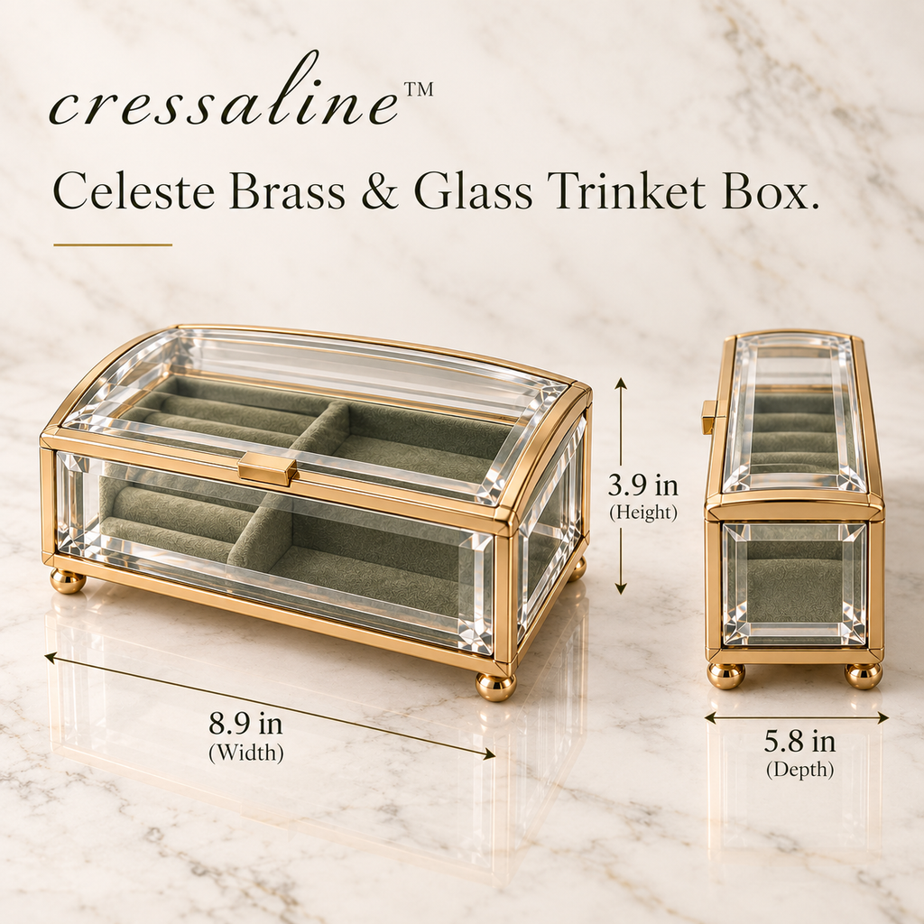 𝒄𝒓𝒆𝒔𝒔𝒂𝒍𝒊𝒏𝒆™ Brass & Glass Trinket Box