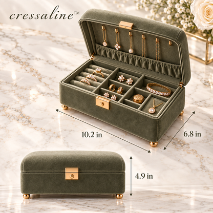 𝒄𝒓𝒆𝒔𝒔𝒂𝒍𝒊𝒏𝒆™ Velvet Jewelry Organizer Chest
