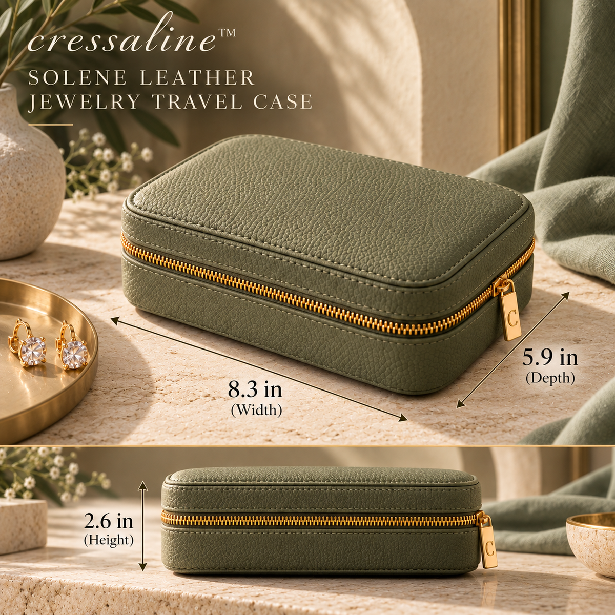 𝒄𝒓𝒆𝒔𝒔𝒂𝒍𝒊𝒏𝒆™ Leather Jewelry Travel Case