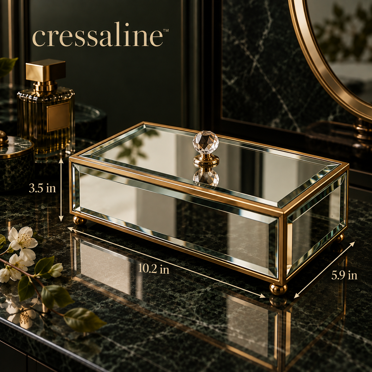 𝒄𝒓𝒆𝒔𝒔𝒂𝒍𝒊𝒏𝒆™ Mirrored Jewelry Box