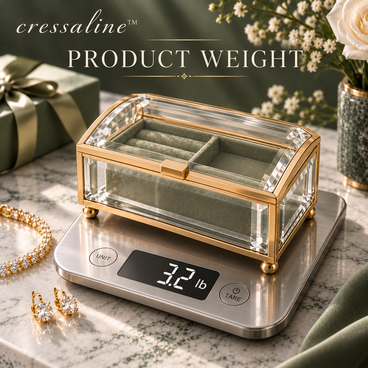 𝒄𝒓𝒆𝒔𝒔𝒂𝒍𝒊𝒏𝒆™ Brass & Glass Trinket Box
