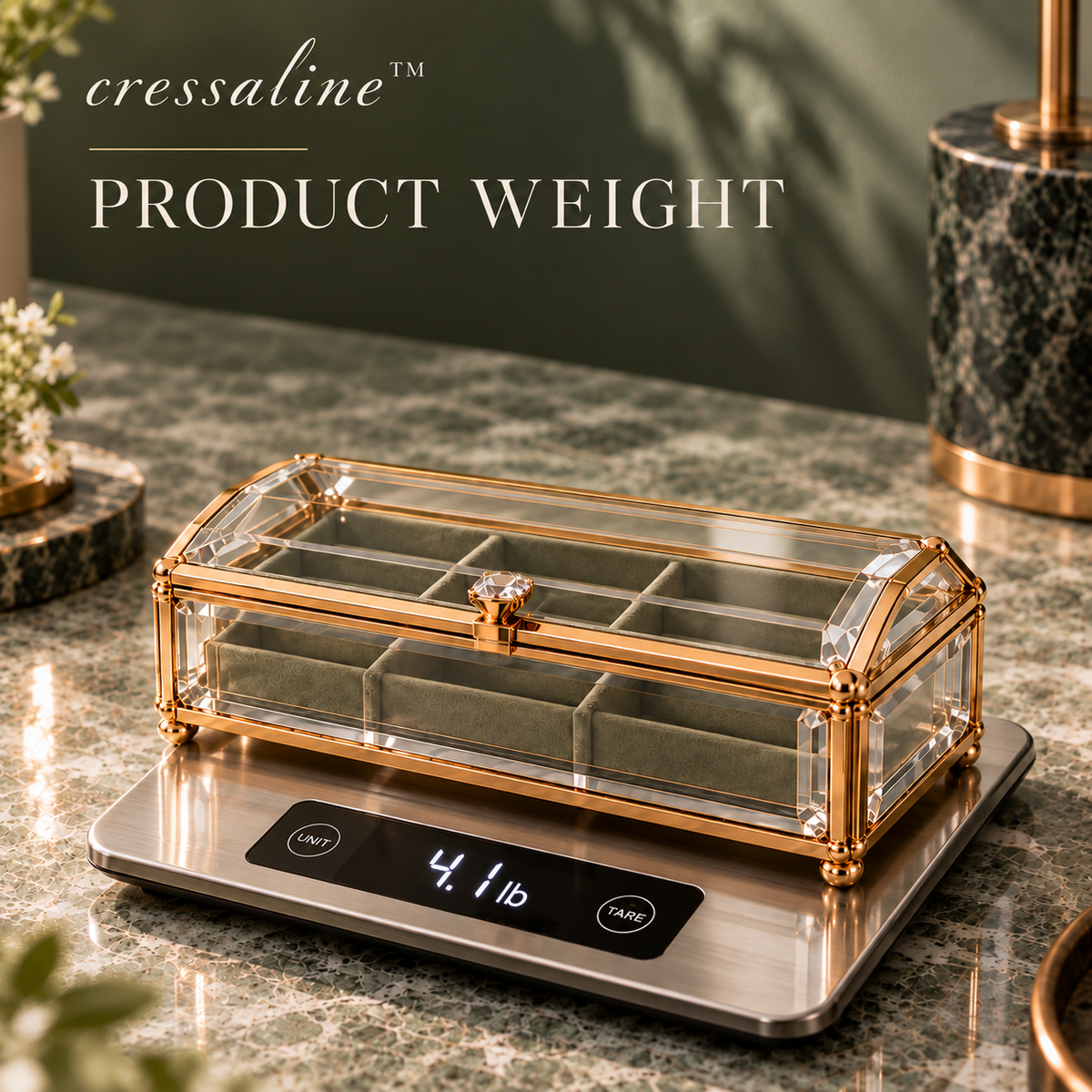 𝒄𝒓𝒆𝒔𝒔𝒂𝒍𝒊𝒏𝒆™ Glass & Brass Jewelry Chest