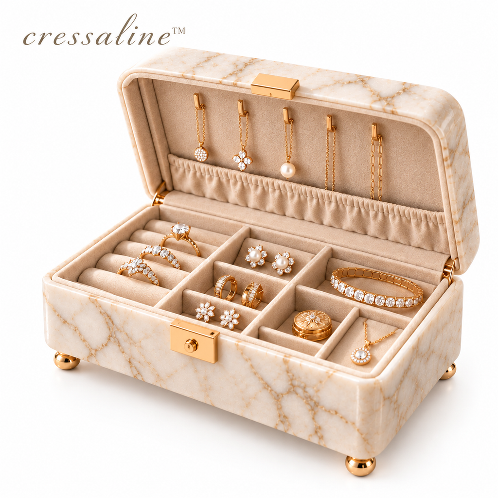 𝒄𝒓𝒆𝒔𝒔𝒂𝒍𝒊𝒏𝒆™ Marble Jewelry Catchall Box