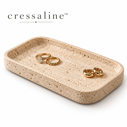 𝒄𝒓𝒆𝒔𝒔𝒂𝒍𝒊𝒏𝒆™ Travertine Ring & Trinket Tray