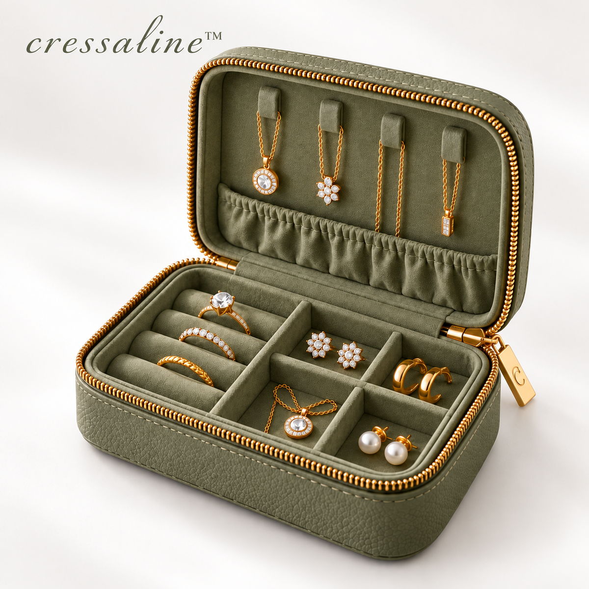 𝒄𝒓𝒆𝒔𝒔𝒂𝒍𝒊𝒏𝒆™ Leather Jewelry Travel Case