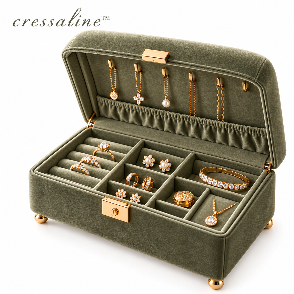 𝒄𝒓𝒆𝒔𝒔𝒂𝒍𝒊𝒏𝒆™ Velvet Jewelry Organizer Chest