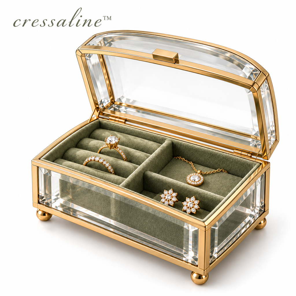 𝒄𝒓𝒆𝒔𝒔𝒂𝒍𝒊𝒏𝒆™ Brass & Glass Trinket Box