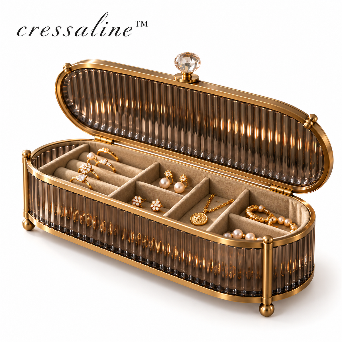 𝒄𝒓𝒆𝒔𝒔𝒂𝒍𝒊𝒏𝒆™ Fluted Glass Trinket Chest